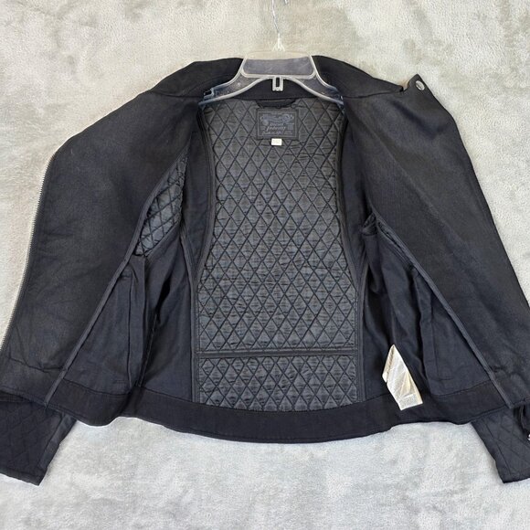 Diesel Jacket Womens XS Black Quilted Moto Biker Asymmetrical Zip Belted - Picture 11 of 16